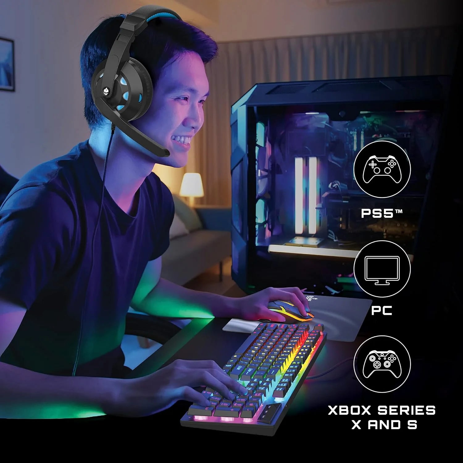 GAMEPUNK Professional 4-Piece Gaming PC Accessories Set: Mouse, Mousepad, Keyboard, and Headset