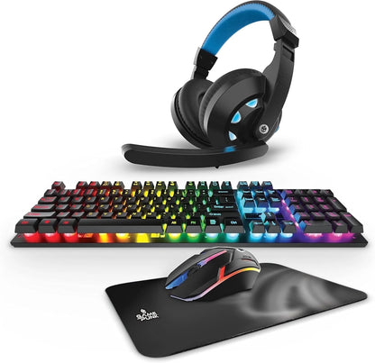 GAMEPUNK Professional 4-Piece Gaming PC Accessories Set: Mouse, Mousepad, Keyboard, and Headset